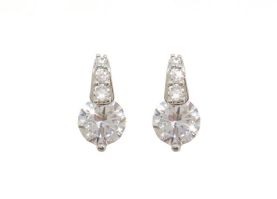 Tipperary Crystal Silver Round Earrings With Pave Bale